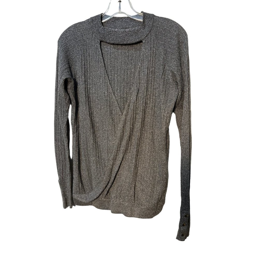 Jennifer Lopez Metallic Silver Grey Sexy Sweater Top